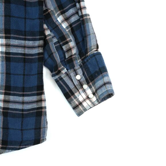 Plains Western Wear Shirt Mens Large Blue Plaid Pearl Snap Long Sleeve Cowboy - Picture 4 of 7